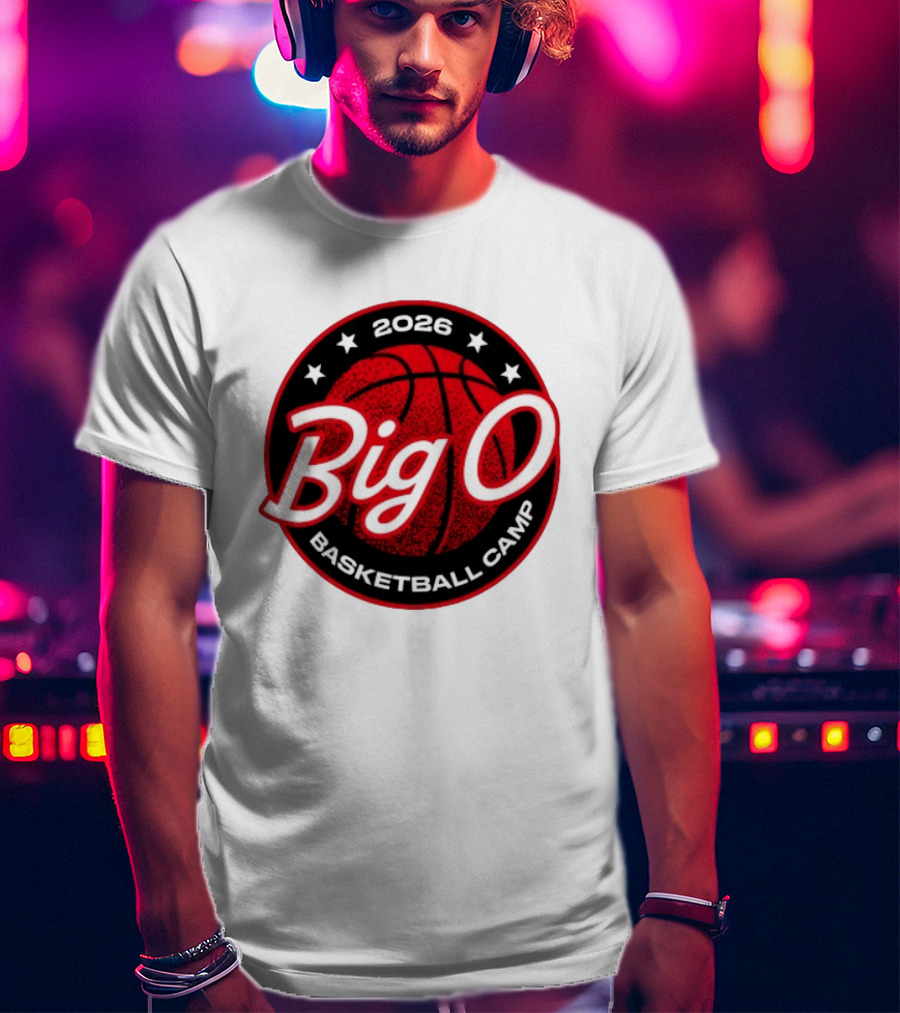 Big O Basketball Camp 2026 Red Basketball Circle Stars T-Shirt
