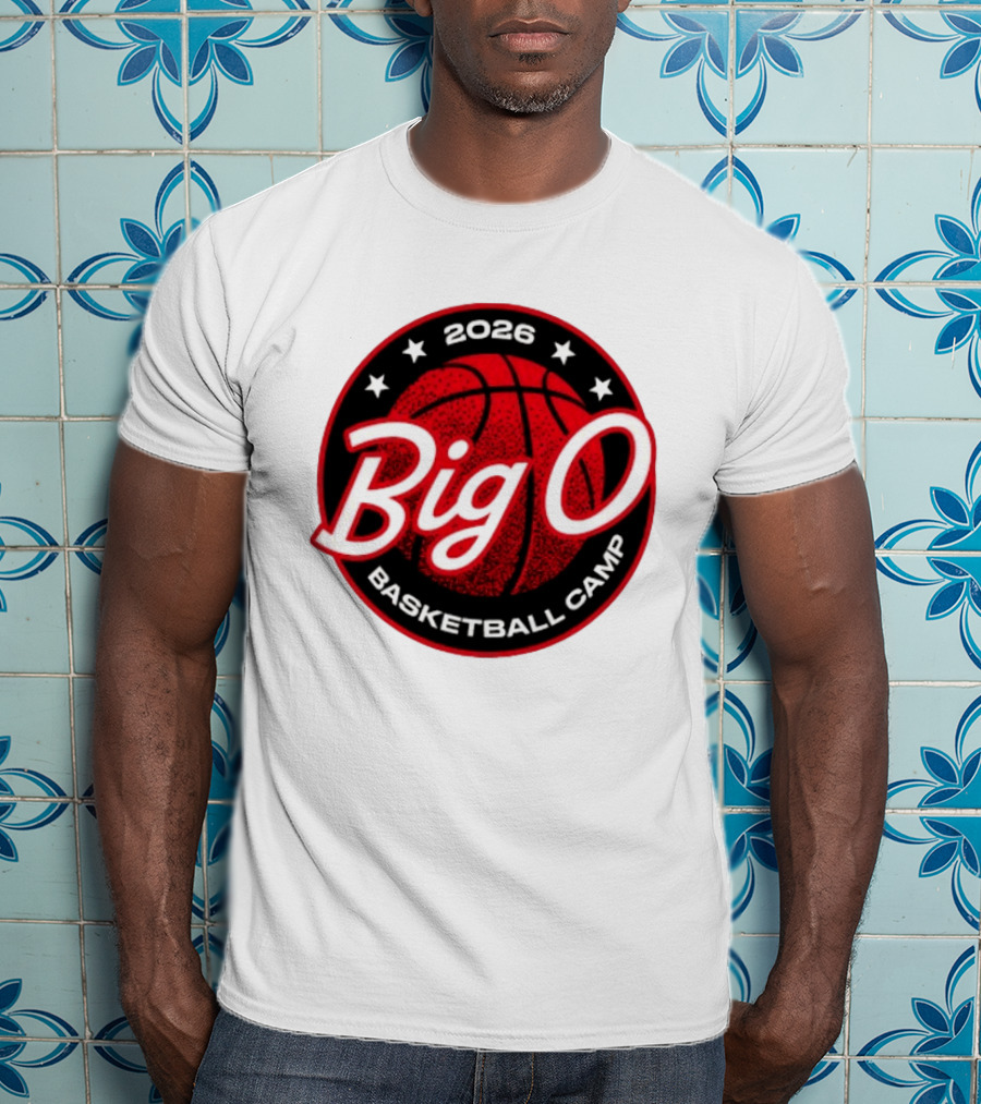 Big O Basketball Camp 2026 Red Basketball Circle Stars T-Shirt