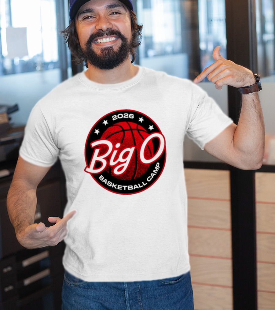 Big O Basketball Camp 2026 Red Basketball Circle Stars T-Shirt