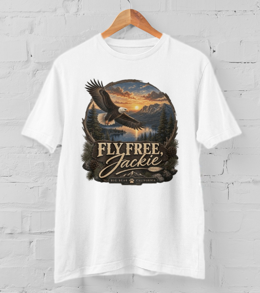 Fly Free Jackie Eagle Soaring Big Bear California Sunset T-Shirt