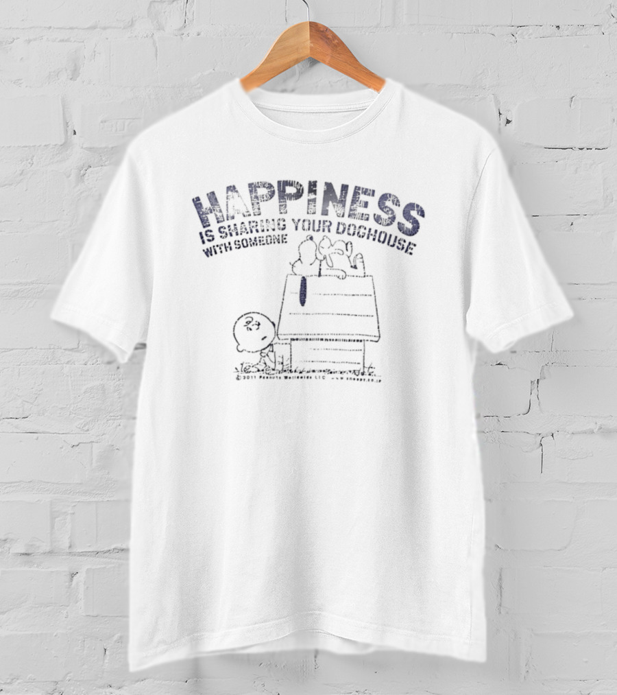 Happiness Is Sharing Your Doghouse With Someone Peanuts Snoopy And Woodstock Charlie Brown T-Shirt