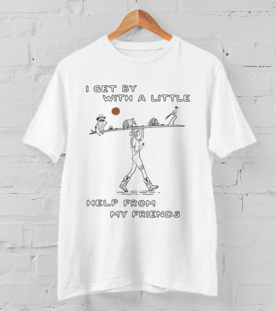 I Get By With A Little Help From My Friends Beatles Lyrics Sketch T-Shirt