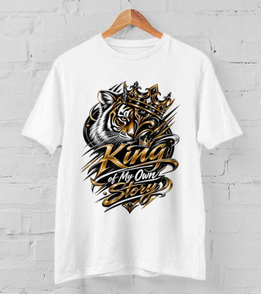 King Of My Own Story Tiger Crown Motif T-Shirt