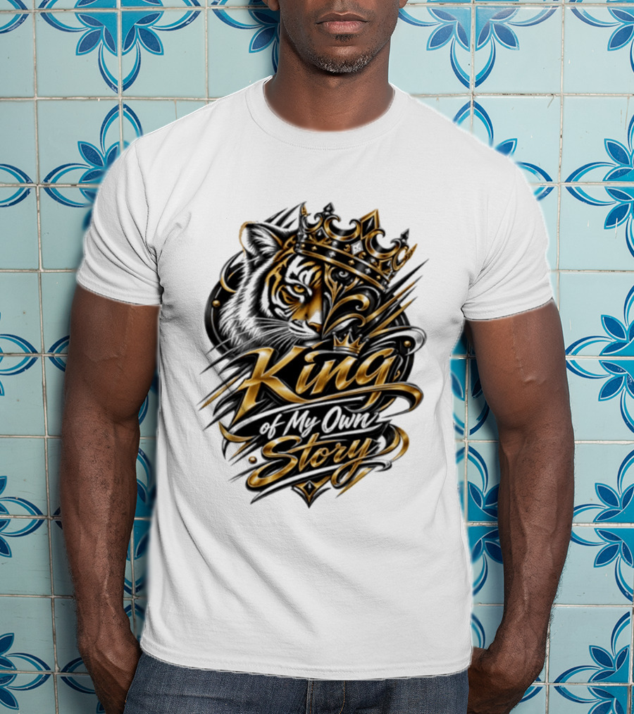 King Of My Own Story Tiger Crown Motif T-Shirt