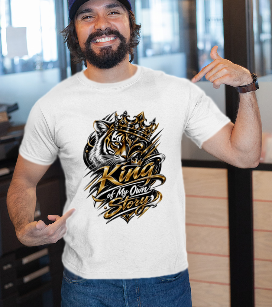 King Of My Own Story Tiger Crown Motif T-Shirt