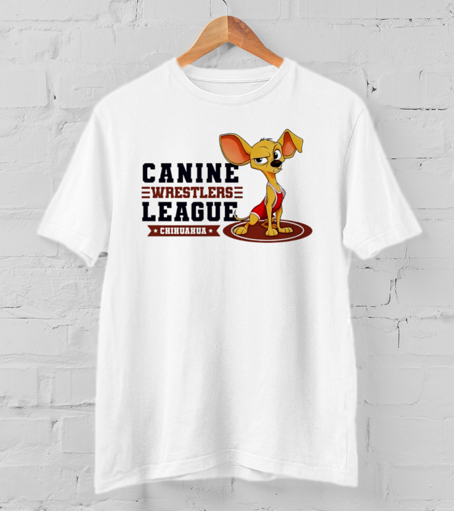 Canine Wrestlers League Chihuahua Wrestler Cartoon T-Shirt