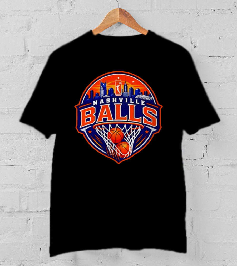 Nashville Balls Basketball Sports Skyline And Net T-Shirt