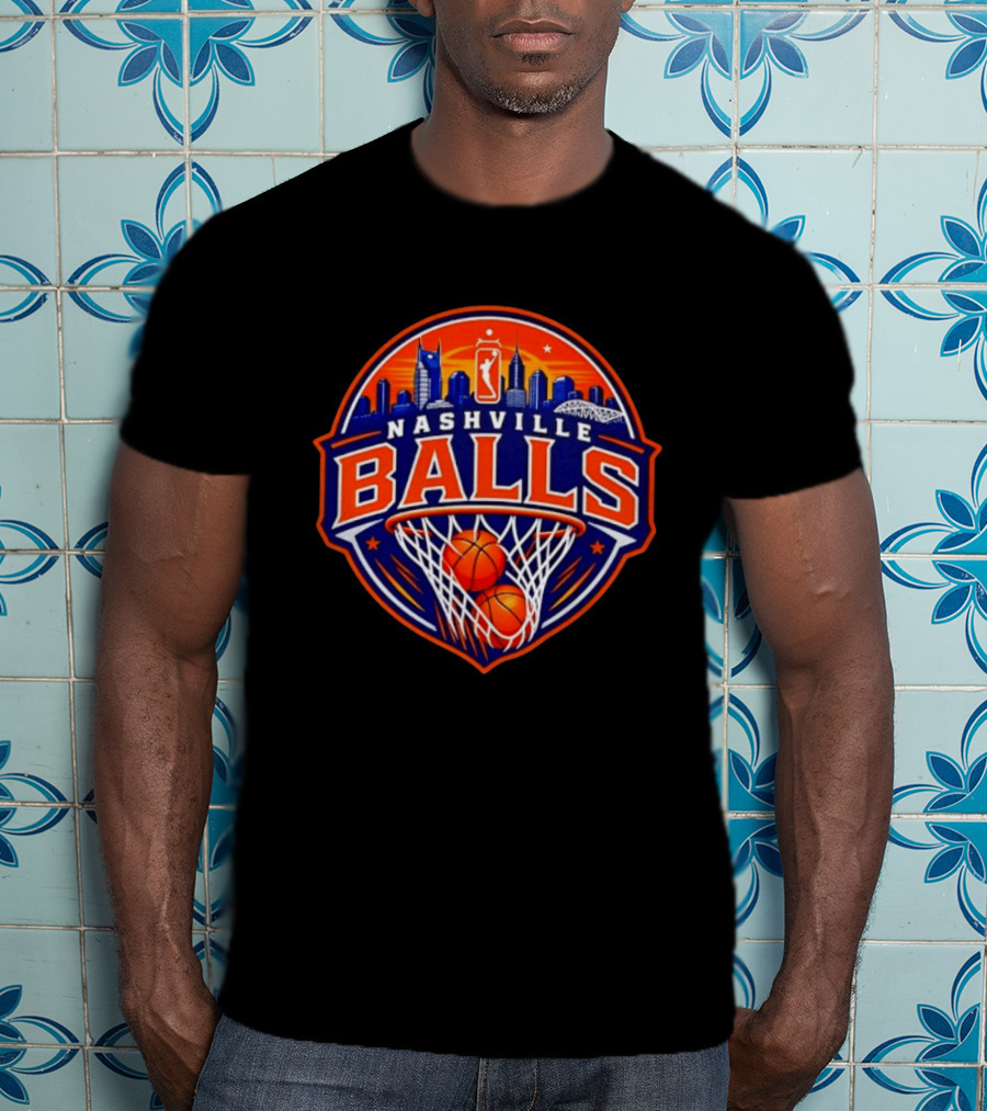 Nashville Balls Basketball Sports Skyline And Net T-Shirt