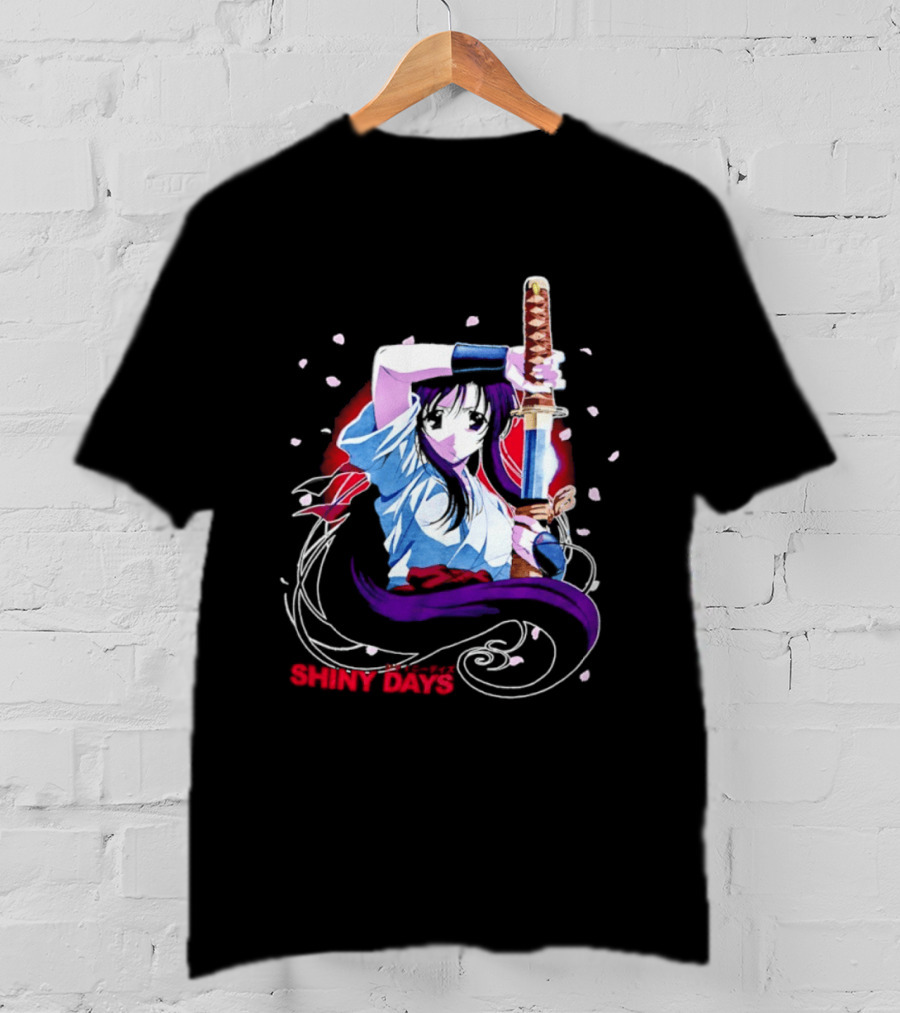 Shiny Days Anime Girl Katana Samurai T-Shirt