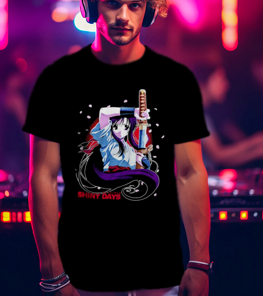 Shiny Days Anime Girl Katana Samurai T-Shirt