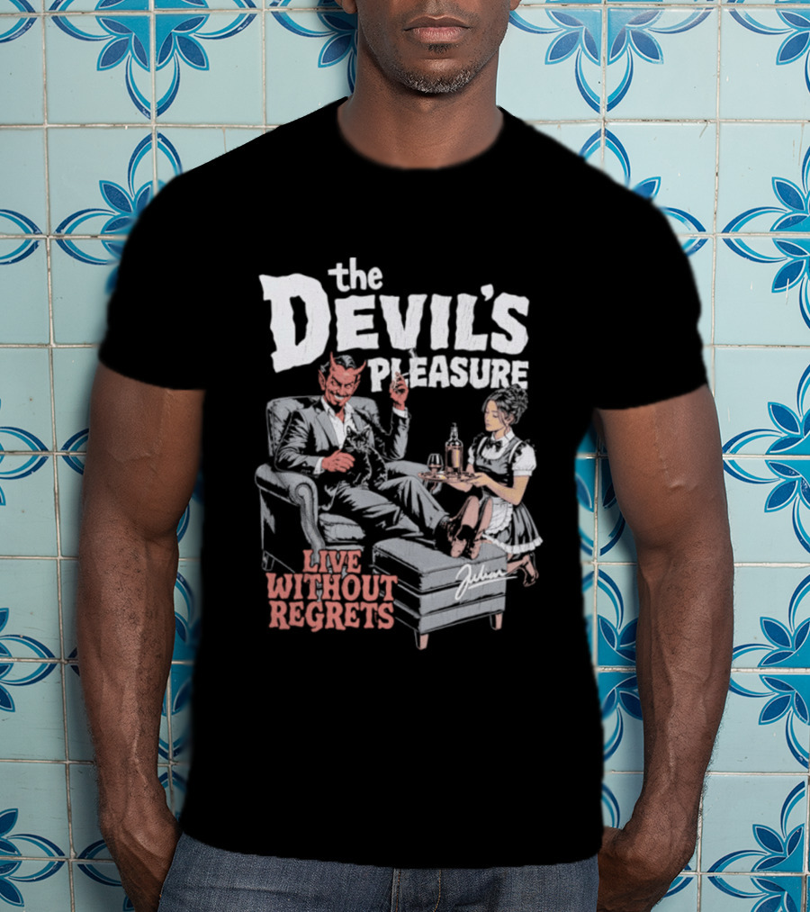 The Devil's Pleasure Live Without Regrets Vintage Lounge Scene T-Shirt