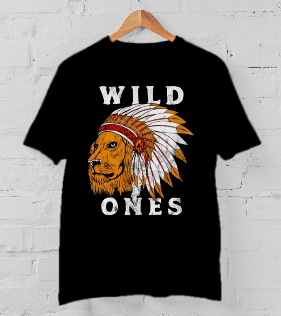 Wild Ones Lion Native American Headdress T-Shirt