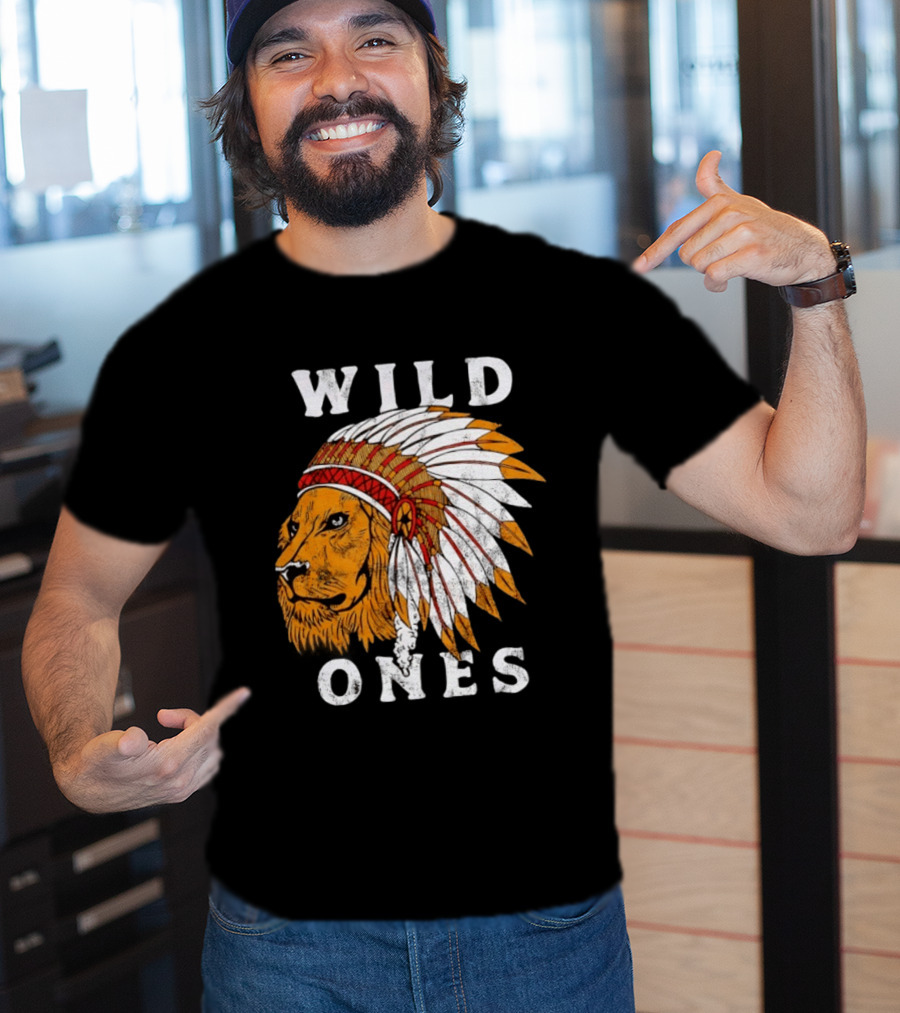 Wild Ones Lion Native American Headdress T-Shirt