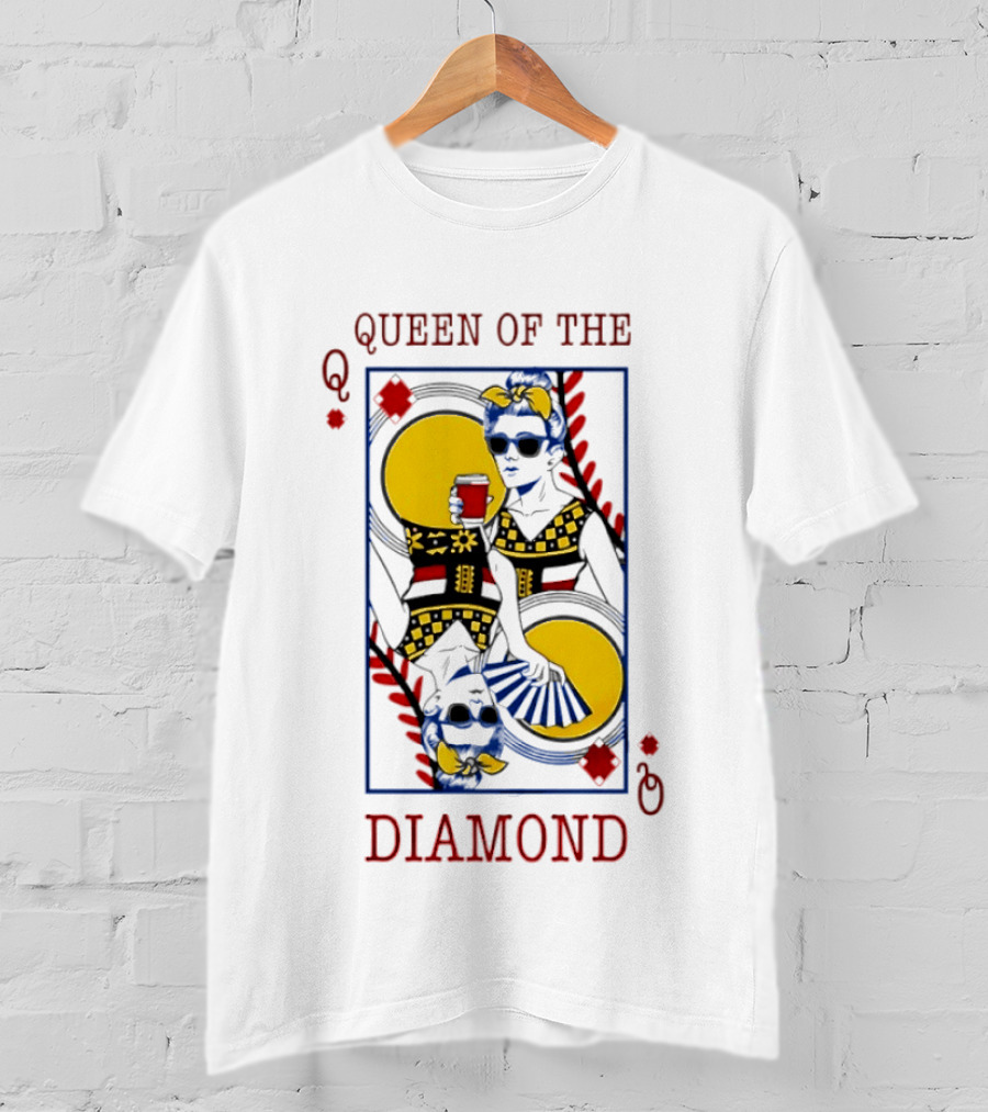 Queen Of The Diamond Playing Card Baseball T-Shirt