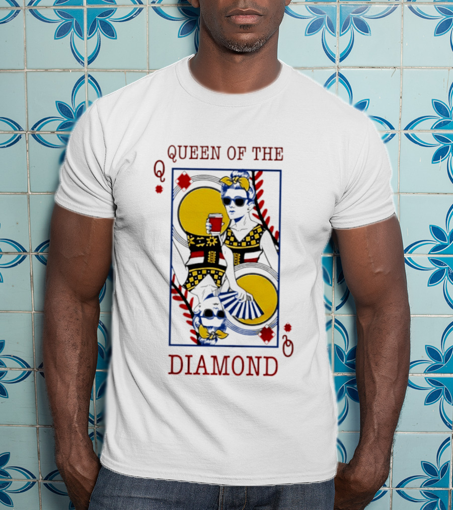 Queen Of The Diamond Playing Card Baseball T-Shirt