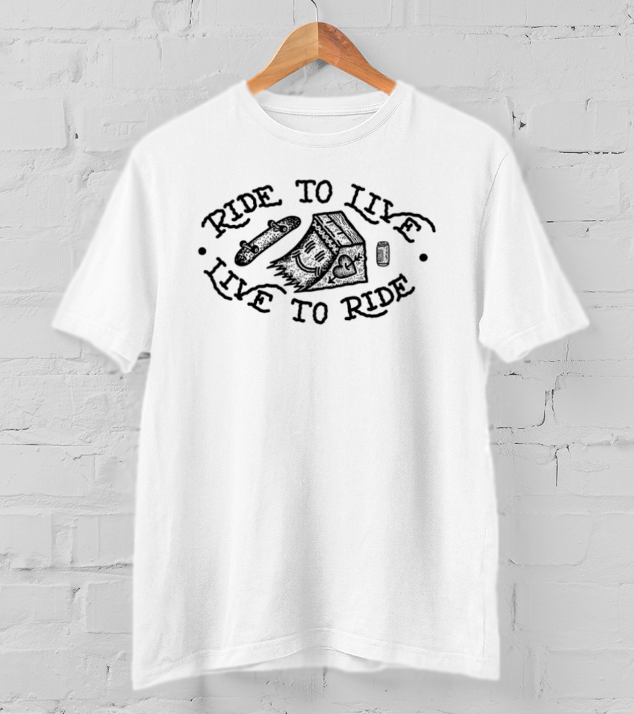 Ride To Live Live To Ride Skateboard Beer House T-Shirt
