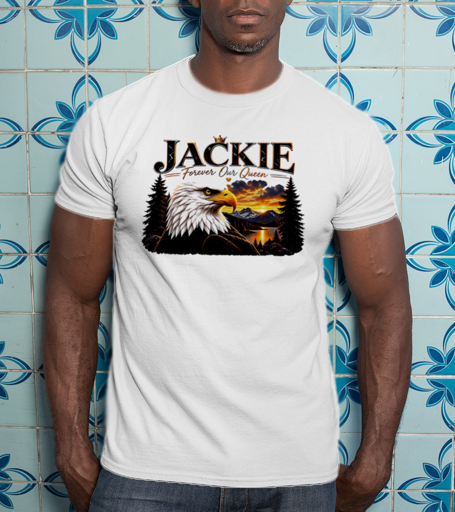Jackie Forever Our Queen Eagle Sunset Mountain Scene T-Shirt