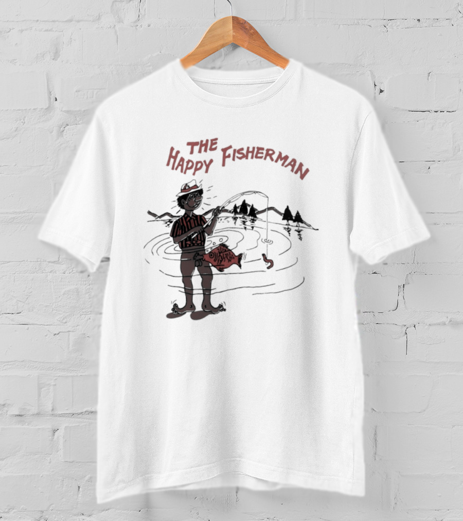 The Happy Fisherman Catching Fish In Scenic Lake Humor T-Shirt