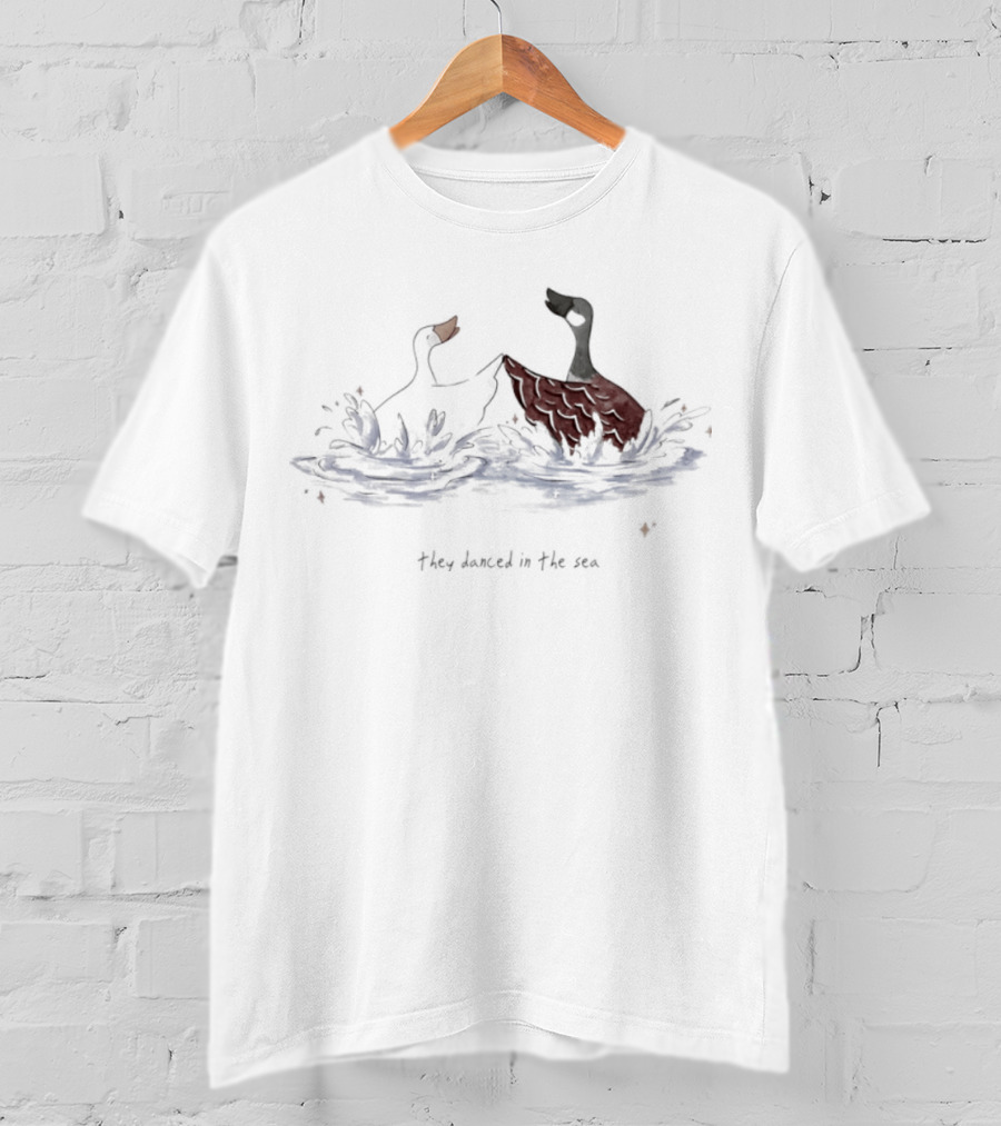 They Danced In The Sea Goose Ducks Watercolor T-Shirt