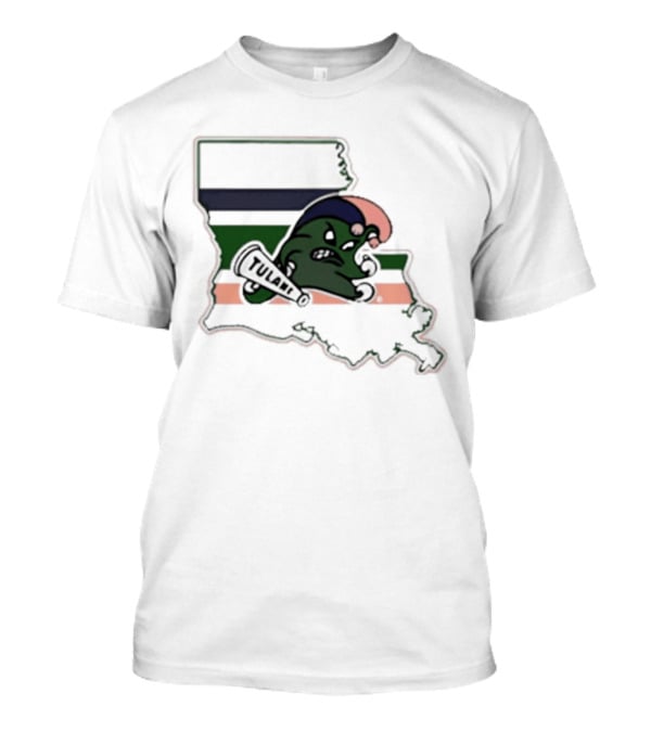 Tulane Green Wave Louisiana State Mardi Gras Map T-Shirt