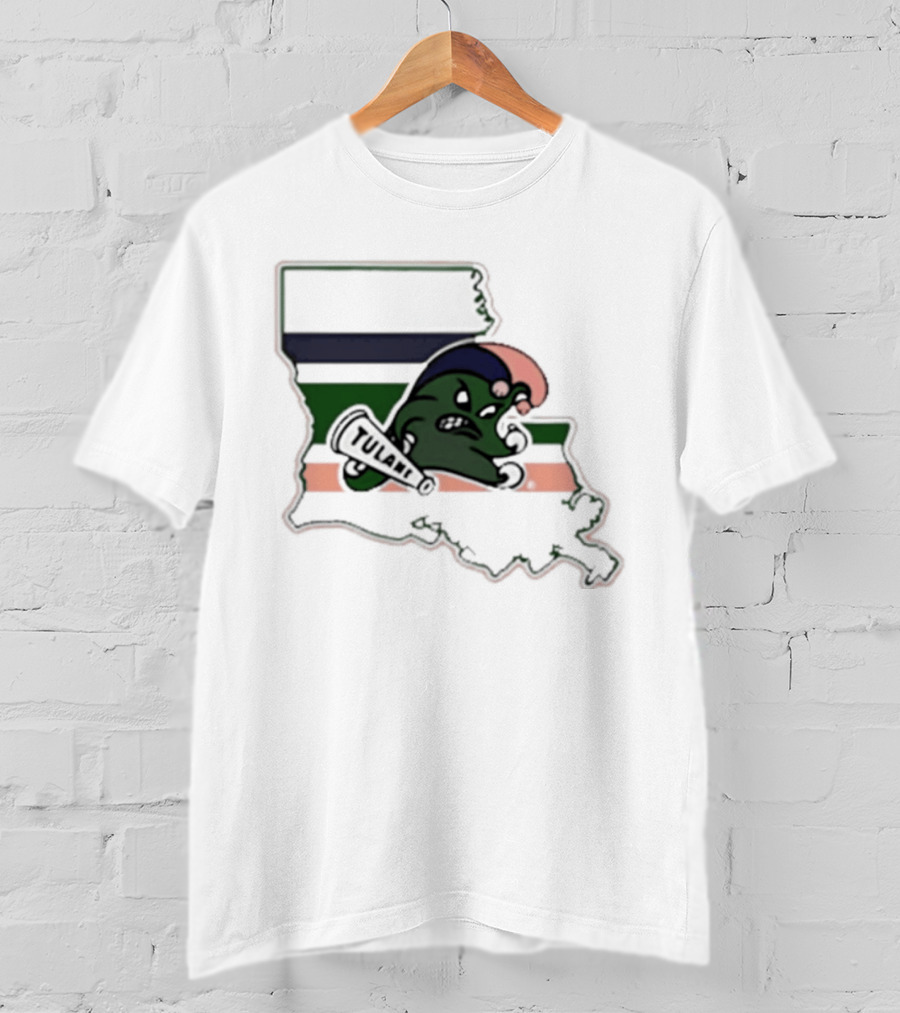 Tulane Green Wave Louisiana State Mardi Gras Map T-Shirt