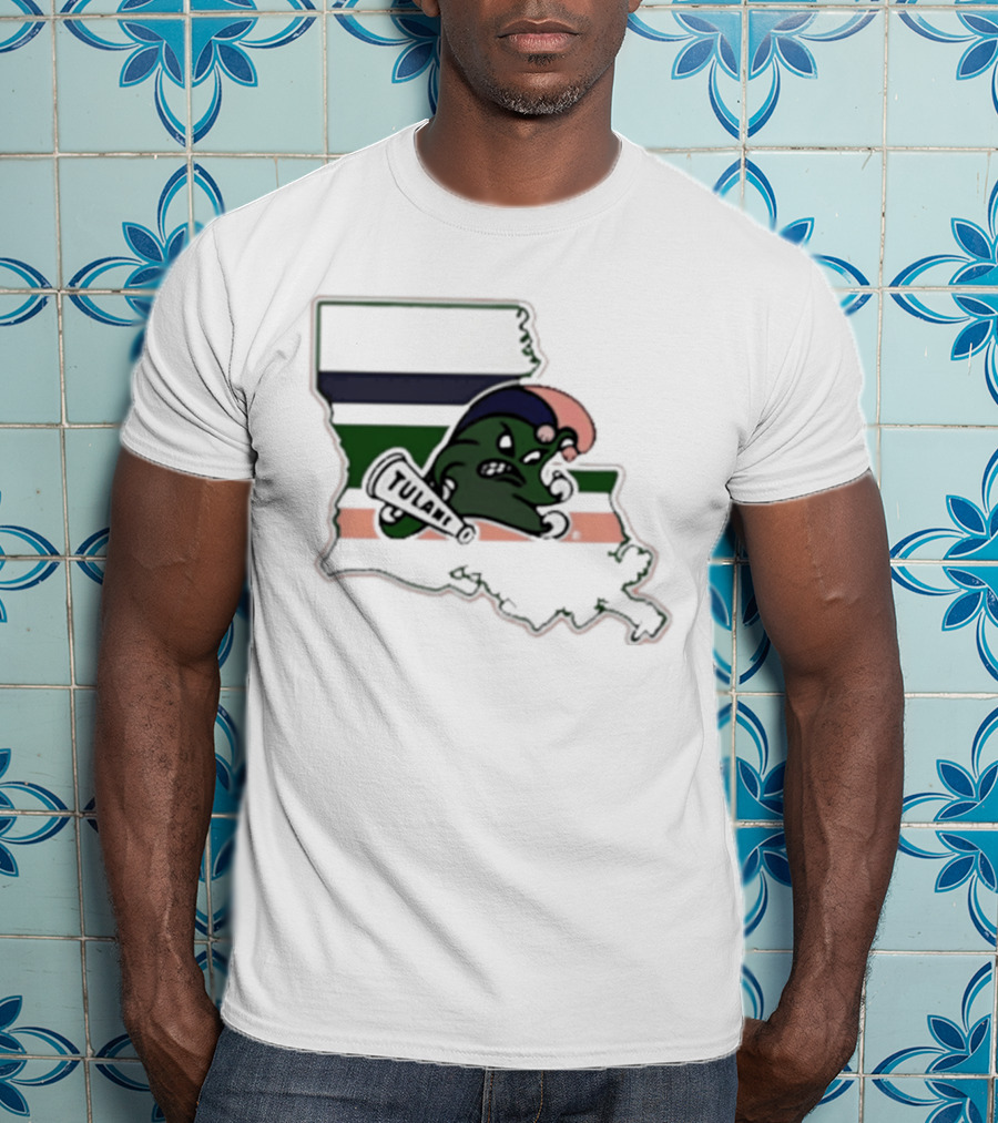 Tulane Green Wave Louisiana State Mardi Gras Map T-Shirt
