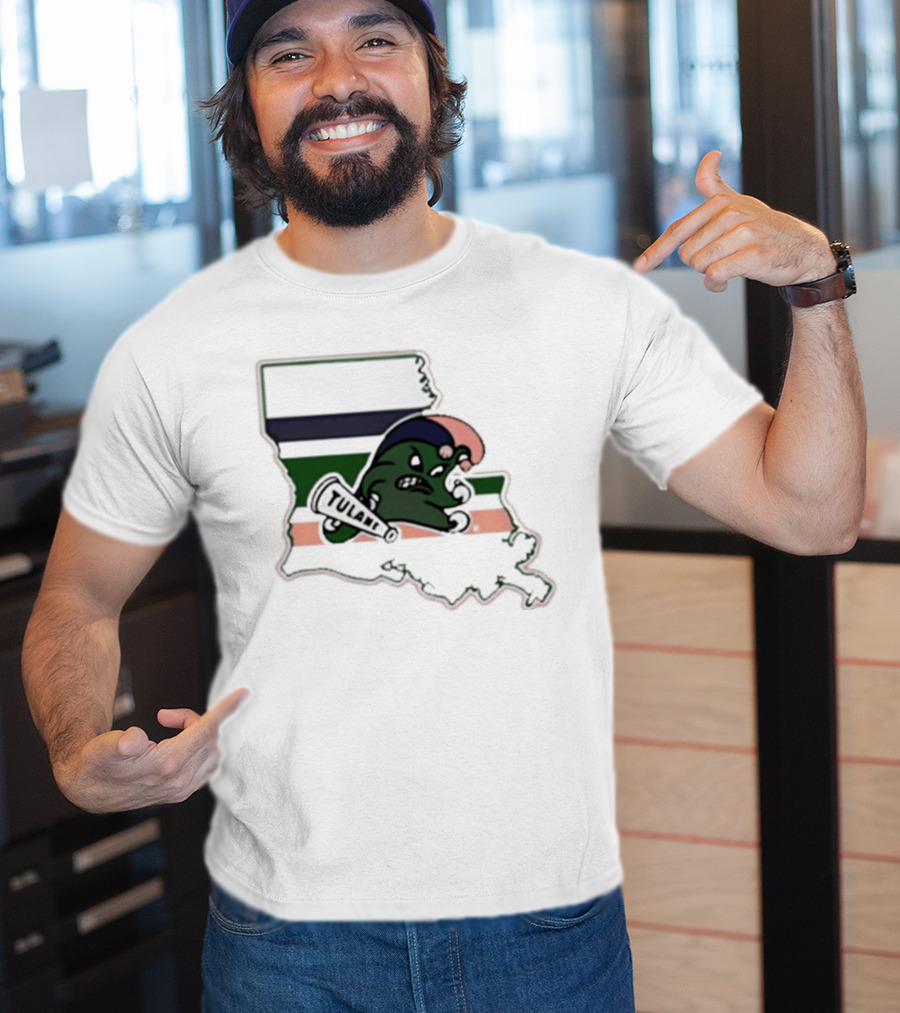 Tulane Green Wave Louisiana State Mardi Gras Map T-Shirt