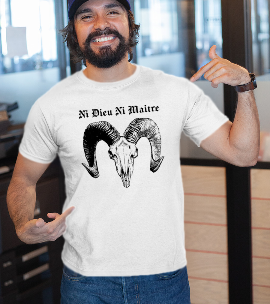 Ni Dieu Ni Maitre Ram Skull Anarchist T-Shirt