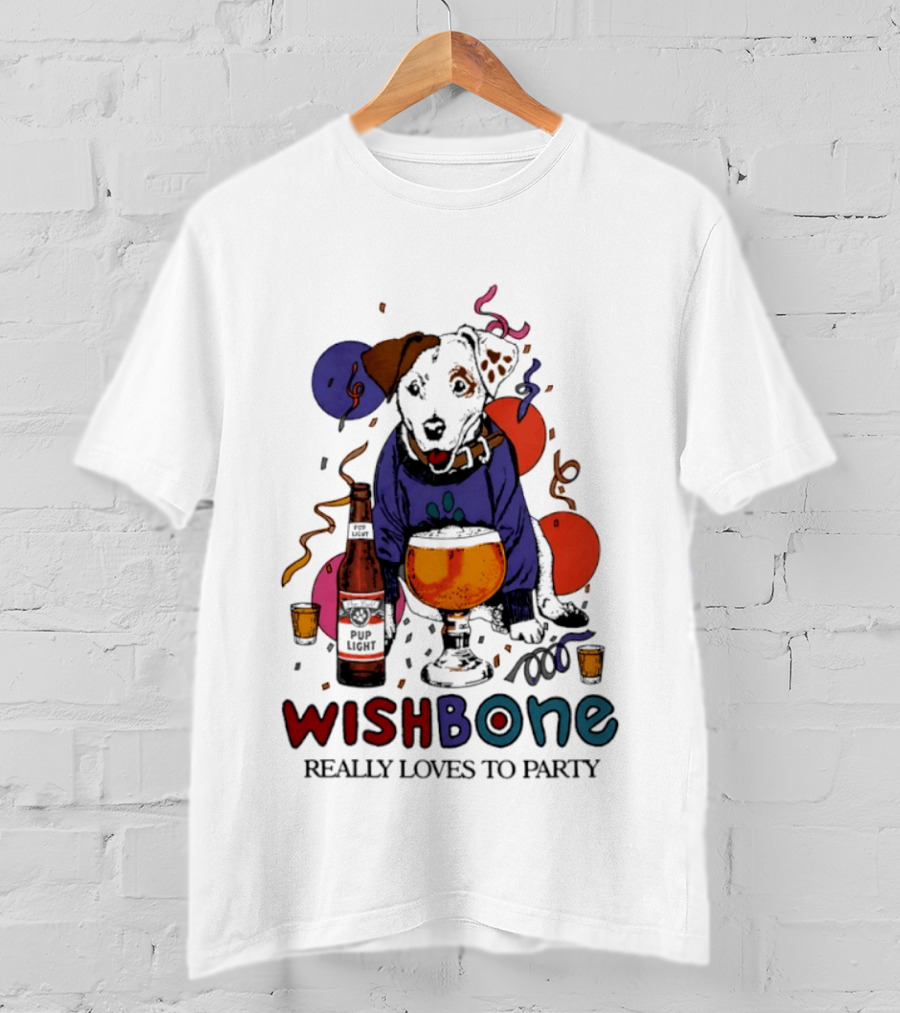 Wishbone Really Loves To Party Dog Beer Celebration T-Shirt