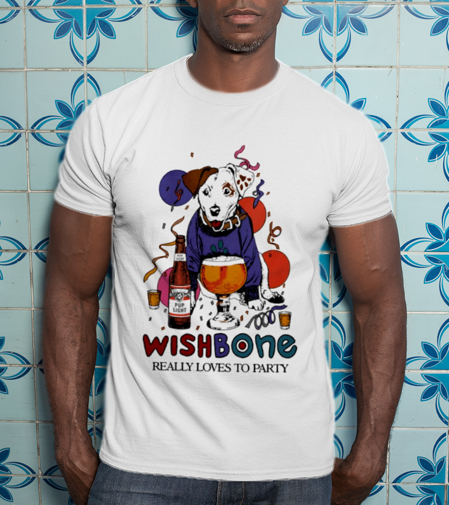 Wishbone Really Loves To Party Dog Beer Celebration T-Shirt