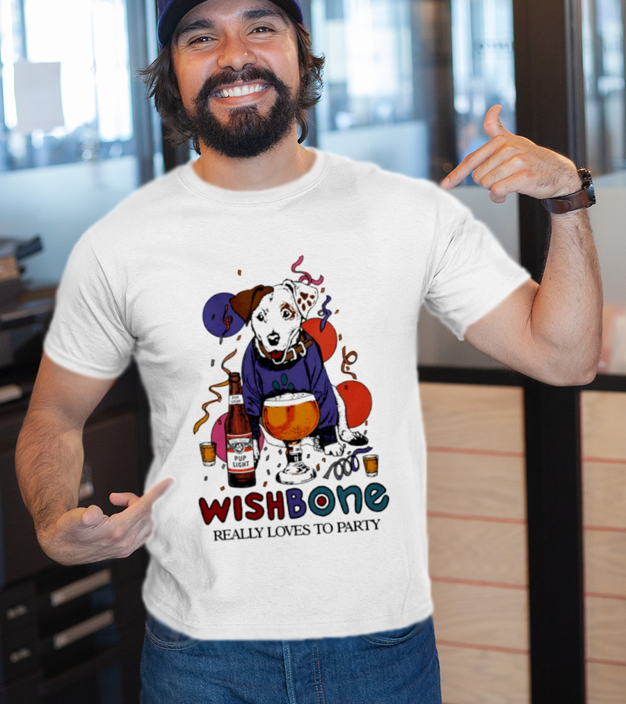 Wishbone Really Loves To Party Dog Beer Celebration T-Shirt