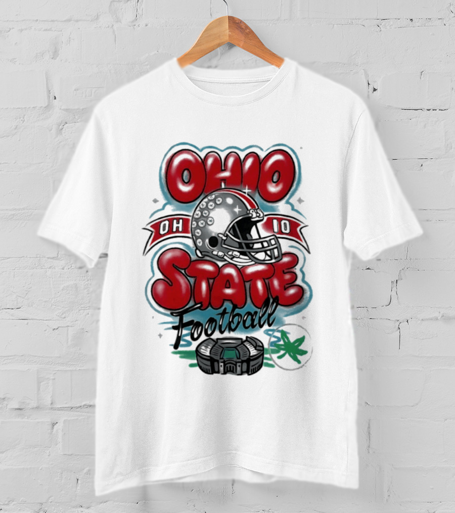 Ohio State Buckeyes Football 90s Bootleg Airbrush Helmet Stadium T-Shirt