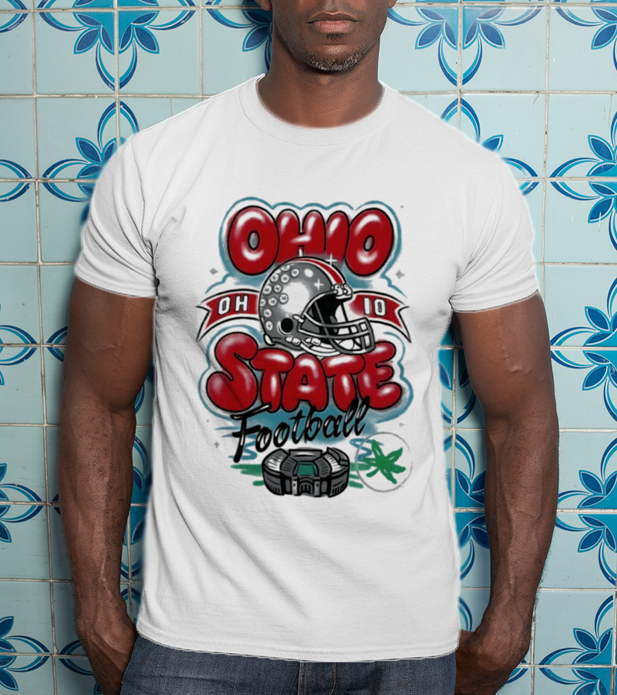 Ohio State Buckeyes Football 90s Bootleg Airbrush Helmet Stadium T-Shirt