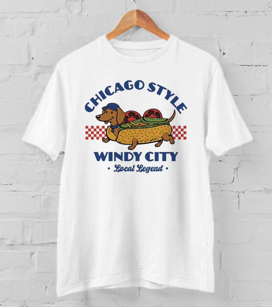 Chicago Style Windy City Local Legend Dachshund Hot Dog T-Shirt