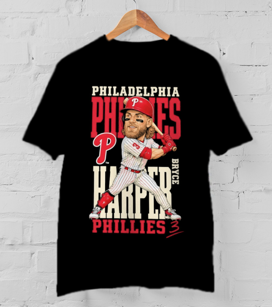 Philadelphia Phillies Bryce Harper 3 Caricature 2026 MLB Season T-Shirt