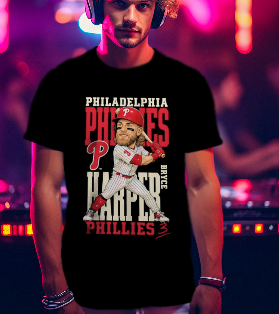 Philadelphia Phillies Bryce Harper 3 Caricature 2026 MLB Season T-Shirt