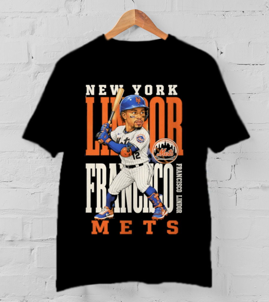 New York Lindor Francisco Mets 2026 Baseball Caricature T-Shirt