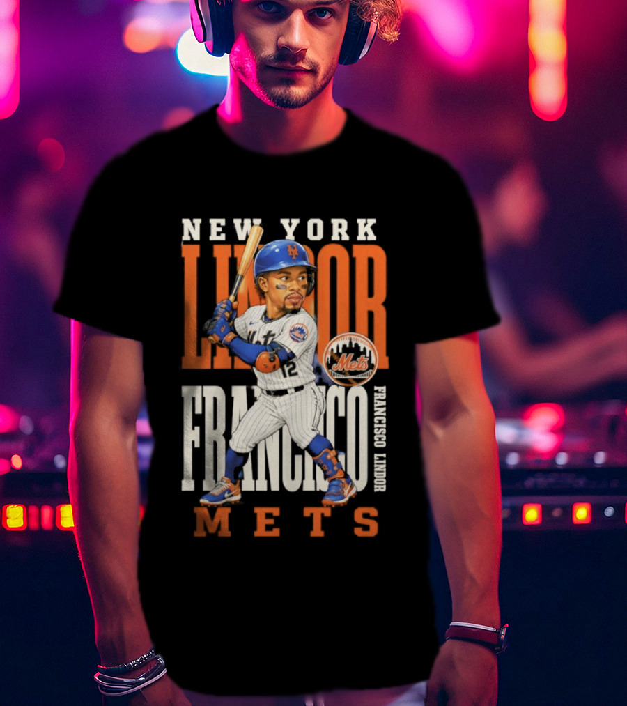 New York Lindor Francisco Mets 2026 Baseball Caricature T-Shirt