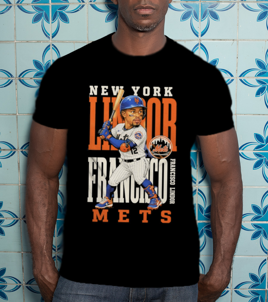 New York Lindor Francisco Mets 2026 Baseball Caricature T-Shirt