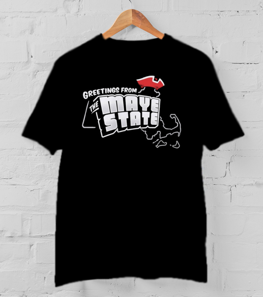 Greetings From The Maye State New England Outline Red Shape T-Shirt