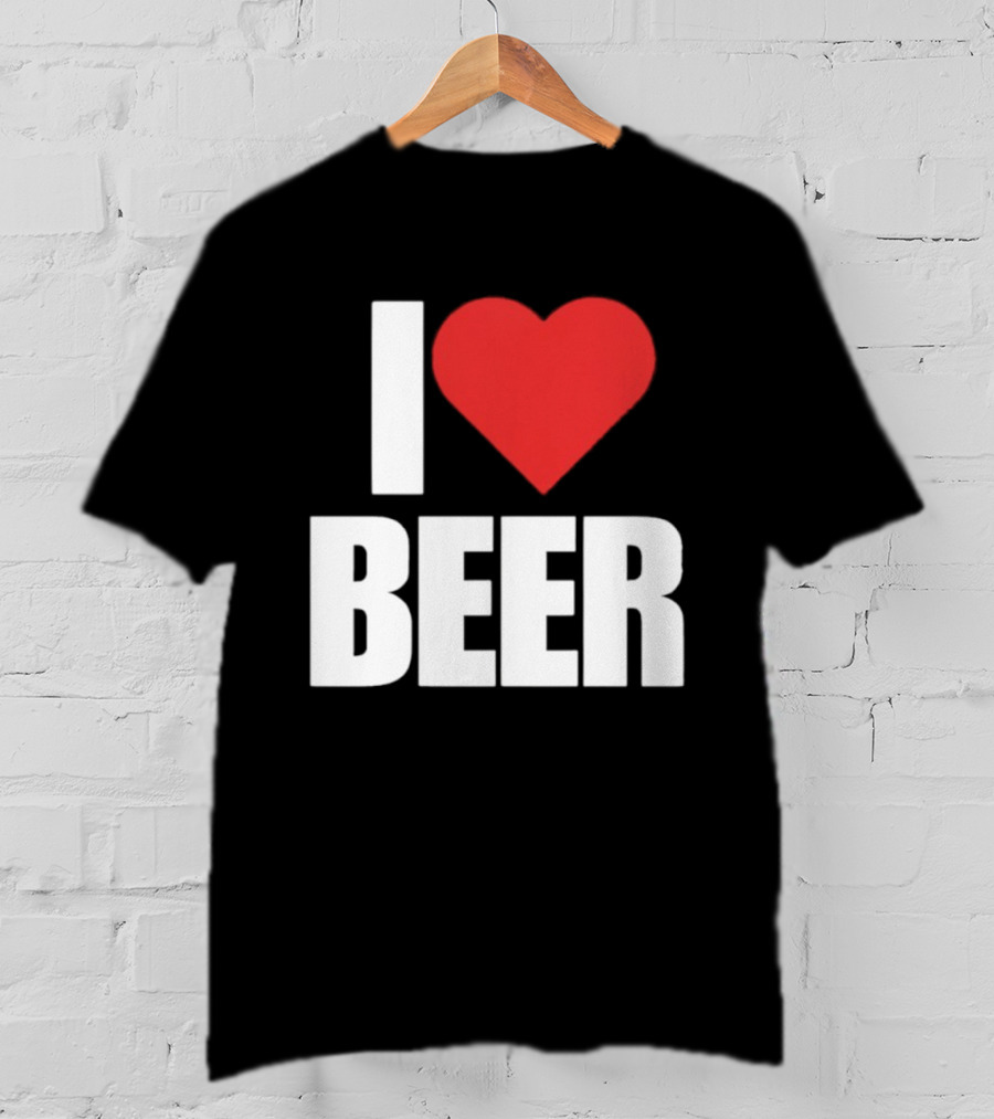 I Love Beer Bold Red Heart T-Shirt