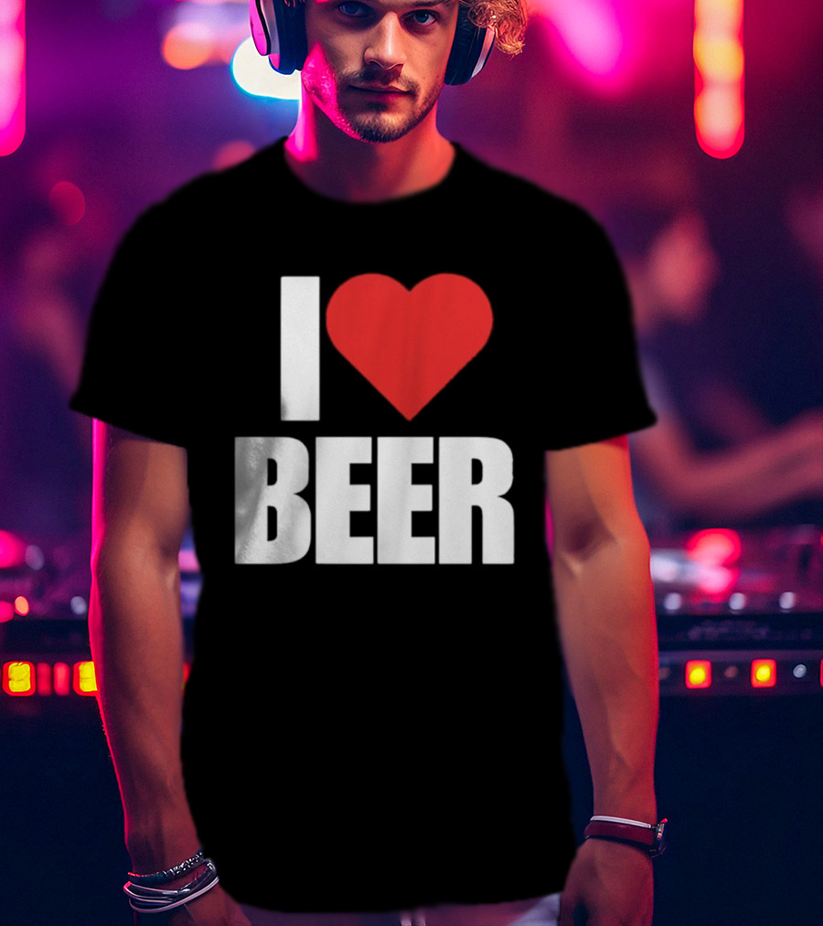 I Love Beer Bold Red Heart T-Shirt