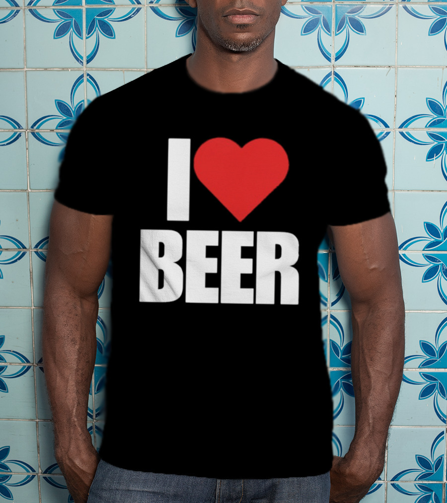I Love Beer Bold Red Heart T-Shirt