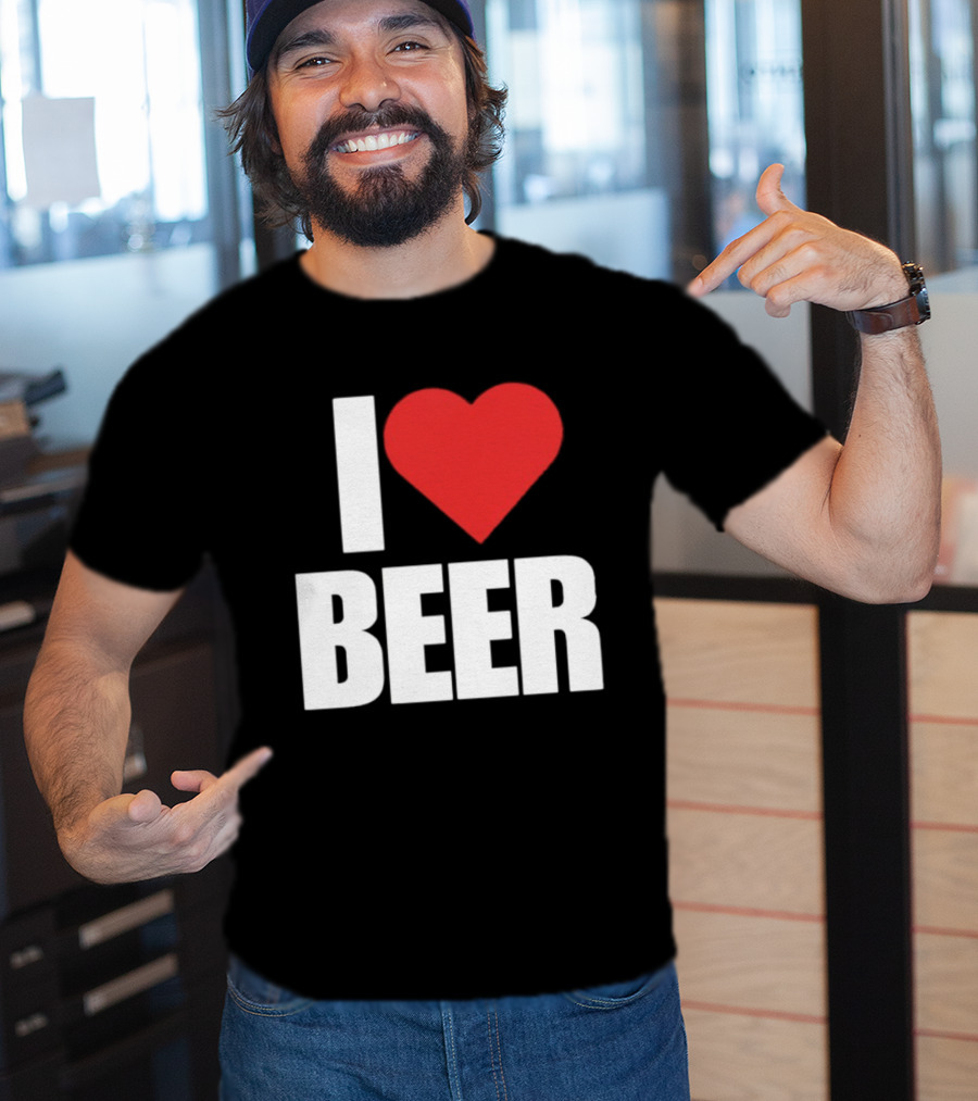 I Love Beer Bold Red Heart T-Shirt