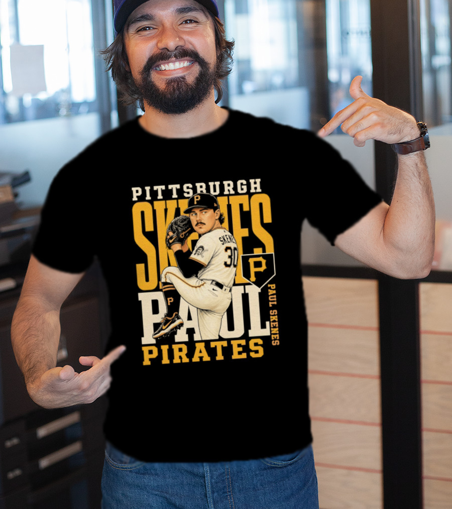 Pittsburgh Pirates Paul Skenes 34 Baseball Player Caricature 2026 Season T-Shirt