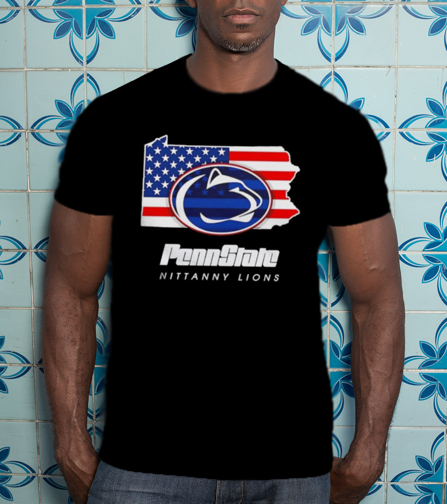 Penn State Nittany Lions Pennsylvania Flag American Pride T-Shirt