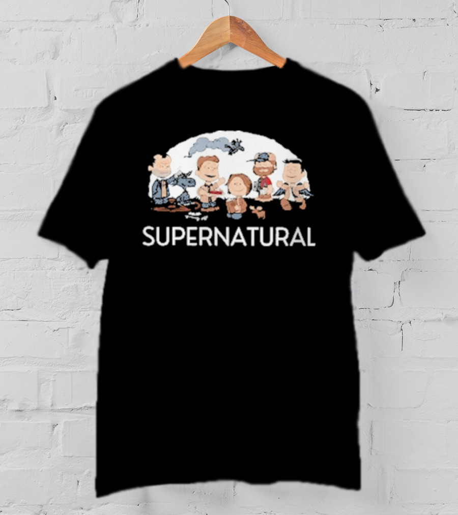Supernatural Peanuts Cartoon Crossover Characters Collection T-Shirt