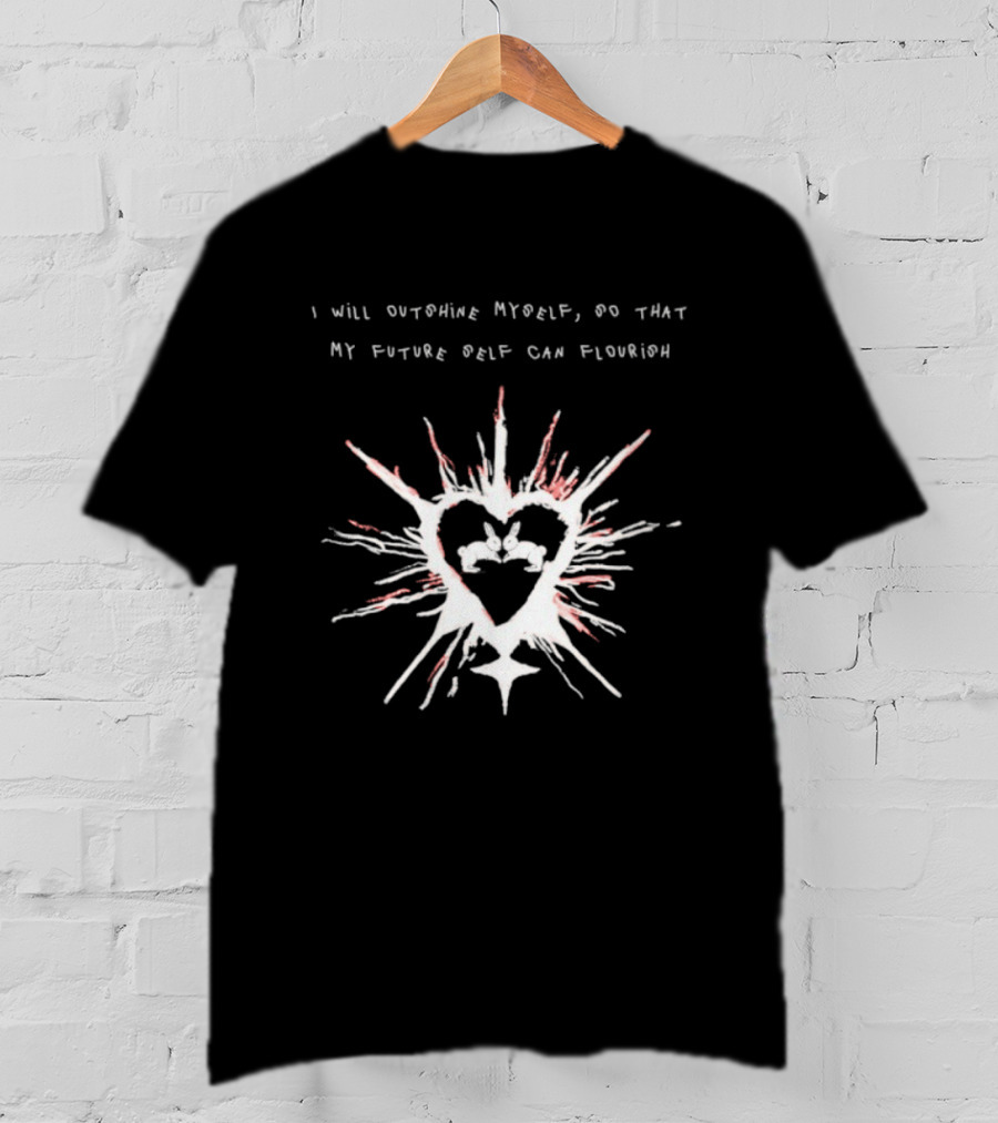 I Will Outshine Myself So That My Future Self Can Flourish Rabbits Heart Motif T-Shirt
