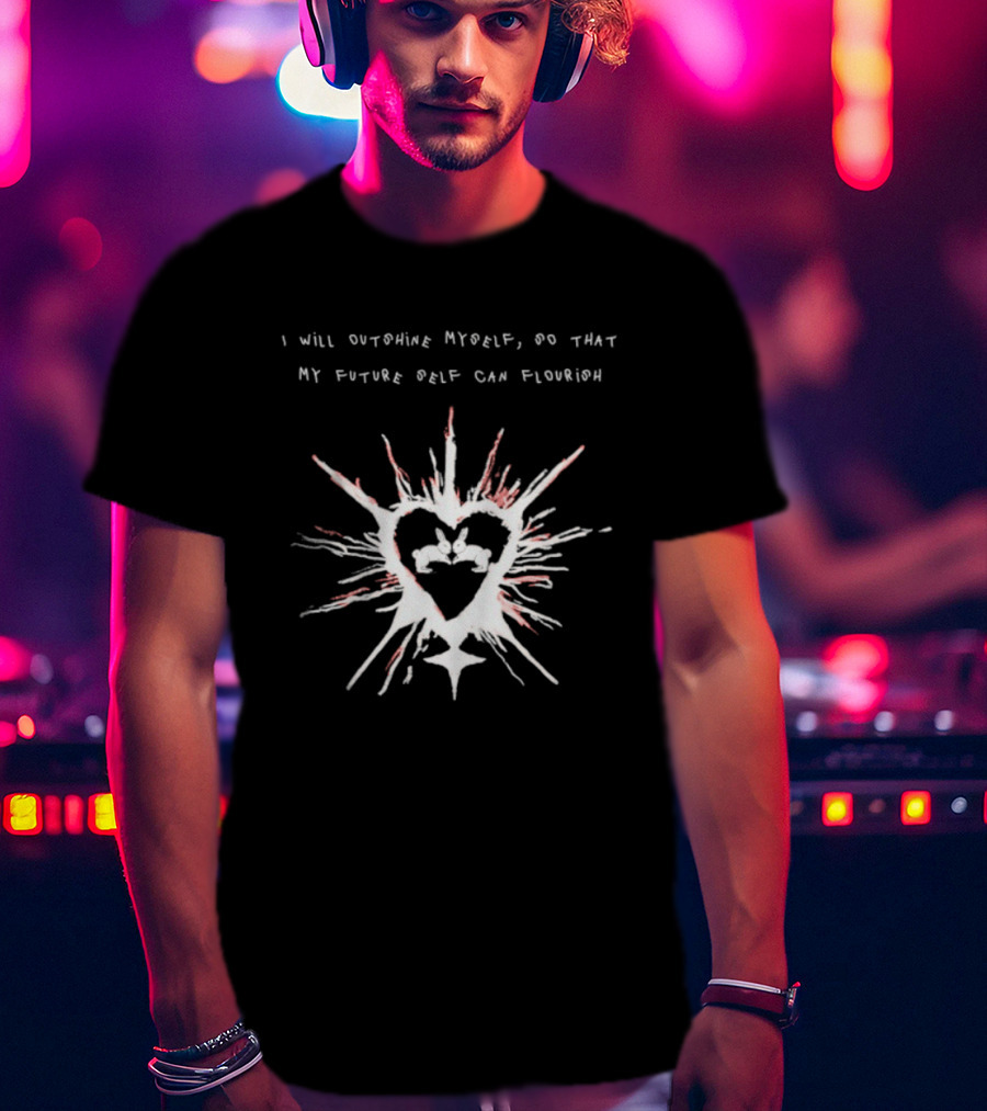 I Will Outshine Myself So That My Future Self Can Flourish Rabbits Heart Motif T-Shirt