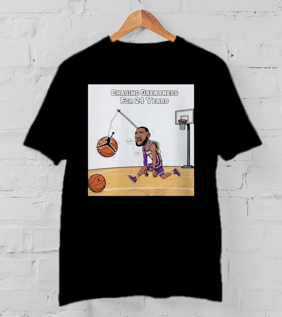 Chasing Greatness For 24 Years Basketball Cartoon With Hoop And Ball T-Shirt